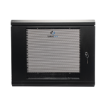 Gabinete de Pared de 9U con Puerta de Cristal Templado, 455 mm de Profundidad, Rack de 19'', Acero Reforzado Color Negro.