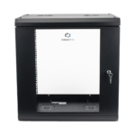 Gabinete de Pared de 12U con Puerta de Cristal Templado, 455 mm de Profundidad, Rack de 19'', Acero Reforzado Color Negro.