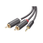 Cable Adaptador de 3.5mm Macho a 2 RCA Macho / 3 Metros (9.84 Pies) / Color Gris / Blindaje M?ltiple / ABS / Alta Calidad