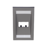 Placa de Pared Vertical Ejecutiva, Salida Para 2 Puertos Mini-Com, Con Espacios Para Etiquetas, Color Gris
