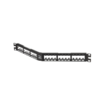 Panel de Parcheo Modular Mini-Com (Sin Conectores), Angulado, Totalmente Blindado, de 24 Puertos, 1UR
