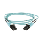 Jumper de Fibra Optica Multimodo 50/125 OM3, LC-LC Duplex, OFNR (Riser), Color Aqua, 1 Metro (3.28 Pies)