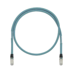 Patch Cord Cat6A de Grado Industrial 600V, Blindado SF/UTP, Calibre 26 AWG, Color Aqua, 2 Metros (6.56 Pies)