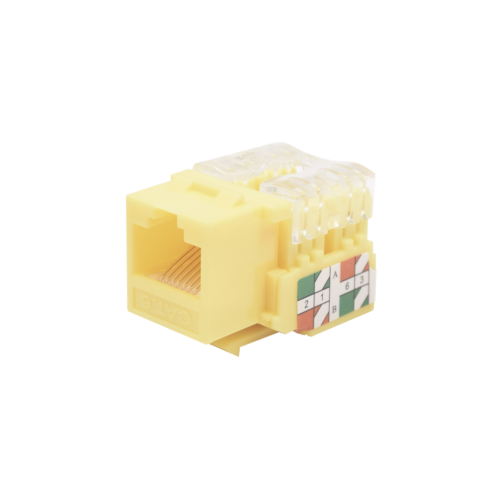 LPKJ601YE-l.png M?dulo Jack Keystone Cat6 con Terminaci?n 110 (Punchdown) para Faceplate - Color Amarillo - Image 1
