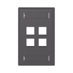 Placa de Pared Vertical, Salida Para 4 Puertos Keystone, Con Espacios Para Etiquetas, Color Negro
