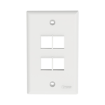 Placa de Pared Vertical, Salida Para 4 Puertos Keystone, Color Blanco