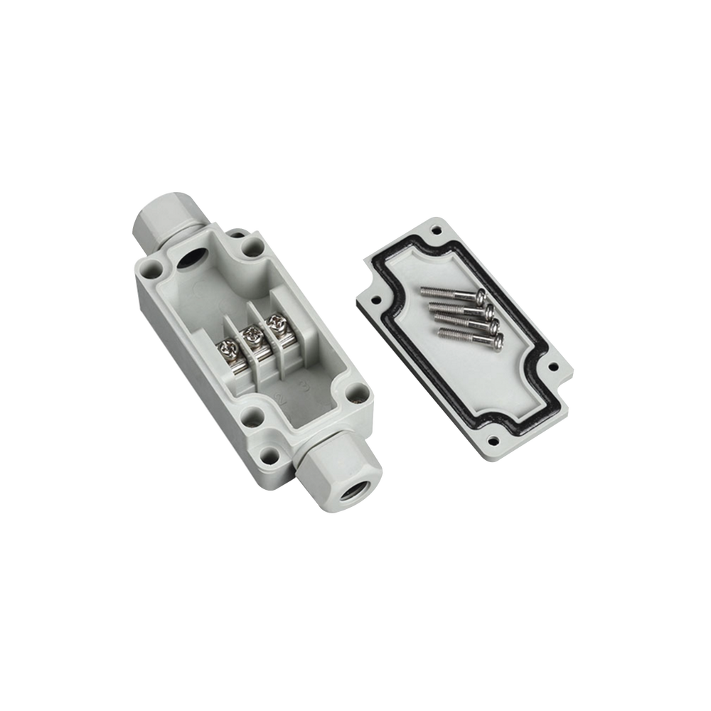 PSTPBT3P-l.png Caja de Conexión Exterior con Terminales Intermedias para 3 Líneas (Tornillo simple). Incluye Glándulas. - Image 1