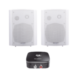 Kit  Altavoces + Modulo Receptor BT | Montaje en Pared | 2x20W RMS | Material ABS y Reja Metálica | Bracket de Metal | Color Blanco