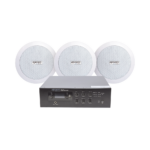 KIT de Amplificador de 120W para Escritorio | 3 Altavoces de Plafón de 5.5in | 3.75 - 30W | Sistema 70/100V