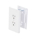 Contacto eléctrico doble, soporte y tapa color blanco de PVC auto extinguible,  para canaleta TEK100 (5591-10200) - Image 2