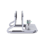Soporte Vertical para Laptop / Adecuado para escritorio / Anchura Ajustable (12-26mm) / Amplia compatibilidad / Anti-Arañazos / Anti-Deslizante /Ajustable Mediante Tornillos / Color Plata / Aluminio + Silicona - Image 3