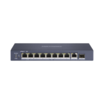 Switch PoE+ / No Administrable / 7 Puertos 1000 Mbps 802.3 af/at (30 W) / 2 Puertos 1000 Mbps Hi-PoE (90 W) / 1 Puertos 1000 Mbps Uplink / 1 Puerto SFP / Modo Extendido hasta 300 Metros / 110 Watts