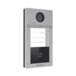 Videoportero IP 2 Megapixel / Llamada y Apertura Remota desde App Hik-Connect (Requiere monitor )/ PoE / Exterior IP65 + Antivandalico IK08 / 4 Departamento / Apertura con Tarjeta / Soporta 2 Puertas y hasta 6 Monitores