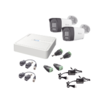 Kit HiLook Audio Bidireccional TurboHD 1080p / DVR 4 Canales / 2 Cámaras Bala (Exterior) con Bocina y Microfóno Integrado / 2 Fuentes de Poder / Accesorios