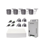 Kit TURBOHD 1080p / DVR 4 Canales / 4 Cámaras con Micrófono Integrado y 101° Visión / Luz Blanca + IR Visión Nocturna / Transceptores / Conectores / Fuente de Poder Profesional Compacta