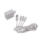 Cargador de pared USB de 5 Vcc 2A / Multi-puertos / USB-C / Micro USB / Tipo C / Lightning (iPhone) / Extensión de cable 1.2 metros