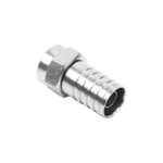 Conector F Macho, Plegable de Doble Blindaje para cable RG-59, Cuerpo de Bronce Niquelado.