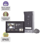 Video Portero Conexión a 2 Hilos Entre Monitor y Frente de Calle / Wi-Fi 6 Dual Band 2.4 y 5GHz con Cámara 4K / Reconocimiento de Venas de Palma / Reconocimiento Facial  / Visión Nocturna en Color / IP65 Exterior Con Protección