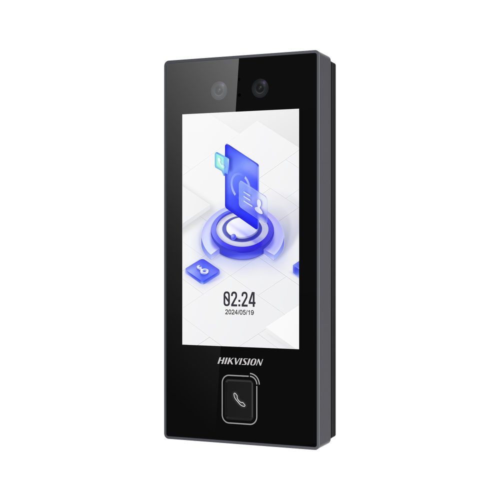 DSK1T344MBWXE1-l.png Terminal Facial Min Moe con BOTON DE LLAMADA FÍSICO / 3000 Rostros / Pantalla 4.5" / Administrable en la Nube con Hik-Connect Teams / Exterior IP65 / PoE / WiFi / HIK-IA / SIP Estandar - Image 1