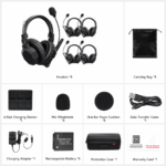 Intercomunicador Inalámbrico Binaural / Cancelación de Ruido IA / Rango 500 m (1640 ft) / Bluetooth / Batería 1050mAh / Resistente a Lluvia / Kit 5 Unidades - Image 2