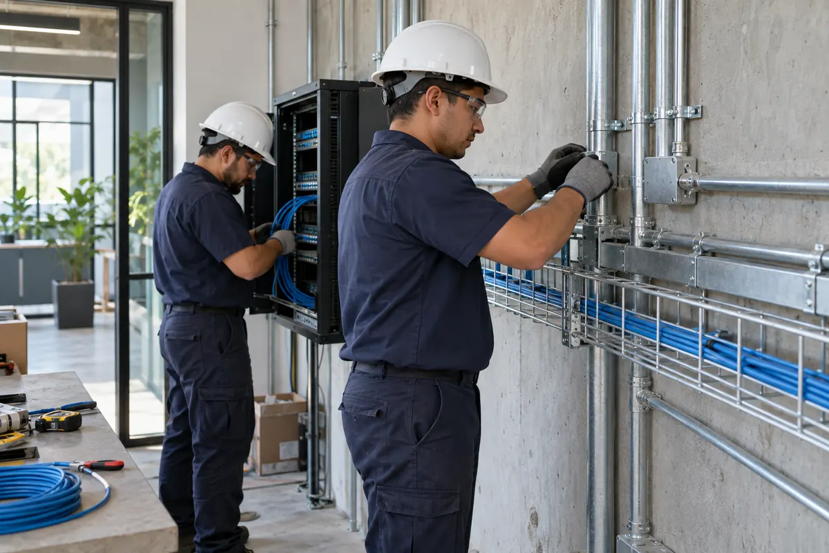 Imagen ilustrativa de canalización y cableado en un espacio empresarial