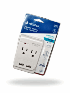 Volteck MUL-230U – Multicontacto con 2 Entradas y 2 Puertos USB, Aterrizado