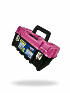 Surtek CPS17 – Caja Portaherramientas 17" con Broches Metálicos, Tapa Rosa