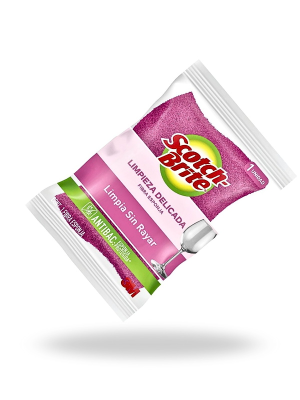 3M Scotch-Brite Fibra Esponja Cero Rayas – Tamaño Grande, Color Rosa