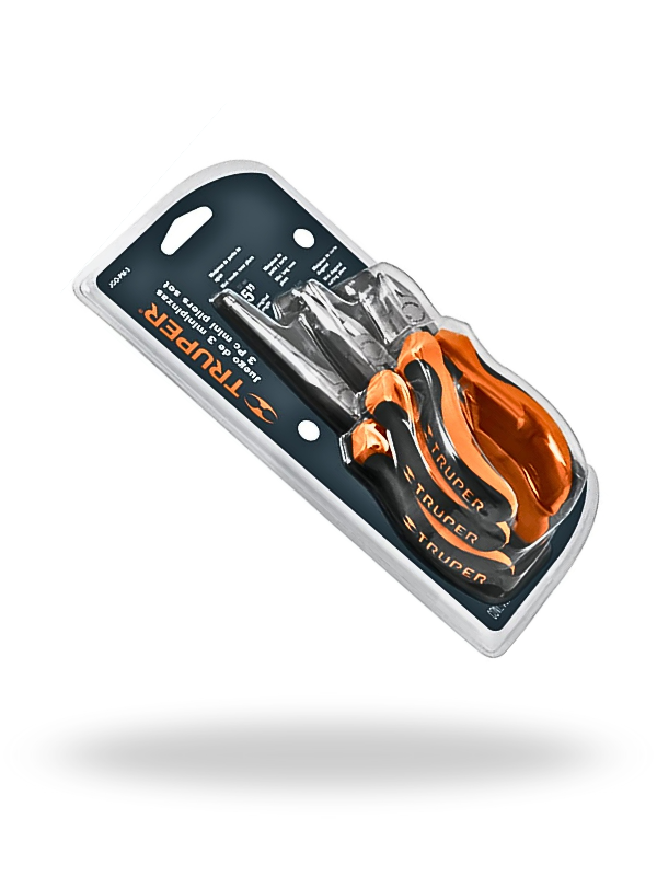 Truper JGO-PM-3 | Juego de 3 Mini Pinzas Comfort Grip