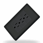 Volteck PA-COTR-LN | Placa armada negra con 3 contactos 2 polos + tierra, línea Lisboa