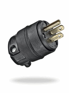 Leviton 515PR‑000 | Clavija de caucho recta 2 polos + tierra, 15 A, 125 V (color negro)
