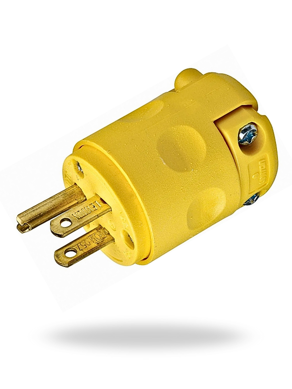 Leviton 515PV‑000 | Clavija de PVC recta 2 polos + tierra, 15 A, 125 V (amarillo)