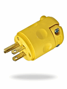 Leviton 515PV‑000 | Clavija de PVC recta 2 polos + tierra, 15 A, 125 V (amarillo)