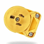 Eaton 4867AN‑BOX | Clavija ovalada de vinil de ángulo recto 2 polos + tierra, 15 A, 125 V (amarillo)