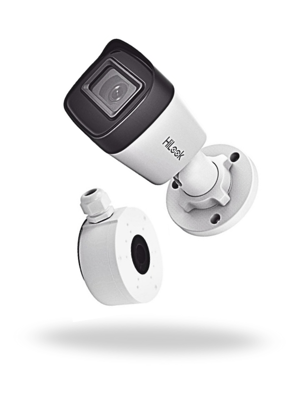 Cámara Bala IP 4MP HiLook IPC-B141H-C/XSP con Caja de Conexión DS-1280ZJ-XS