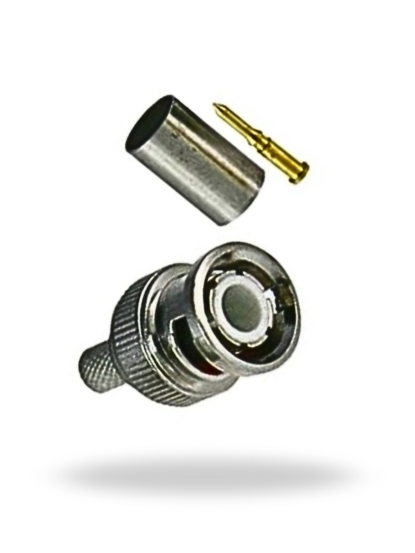 Conector BNC Macho 75 Ohm TT-RG-91 – 3 Piezas en Línea para Cable RG-59/U