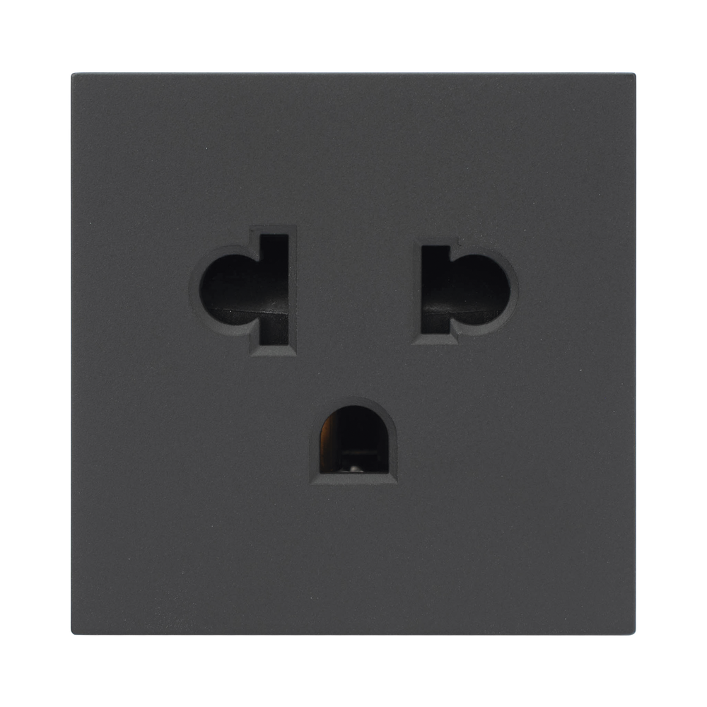 M?dulo para Tomacorriente Euroamericano / Color Grafito / 45x45 mm (1.77 x 1.77 Pulgadas) / Compatible con Torres y Cajas para Escritorio de la Marca Simon