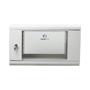 Gabinete de Pared de 6U con Puerta de Cristal Templado, 455 mm de Profundidad Total, Rack de 19'', Acero Reforzado Color Gris Mate