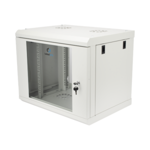 Gabinete de Pared de 9U con Puerta de Cristal Templado, 479.5 mm de Profundidad, Rack de 19'', Acero Reforzado Gris Mate