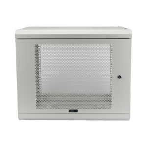 Gabinete de Pared de 9U con Puerta Perforada 455 mm de Profundidad, Rack de 19'', Acero Reforzado Color Gris Mate