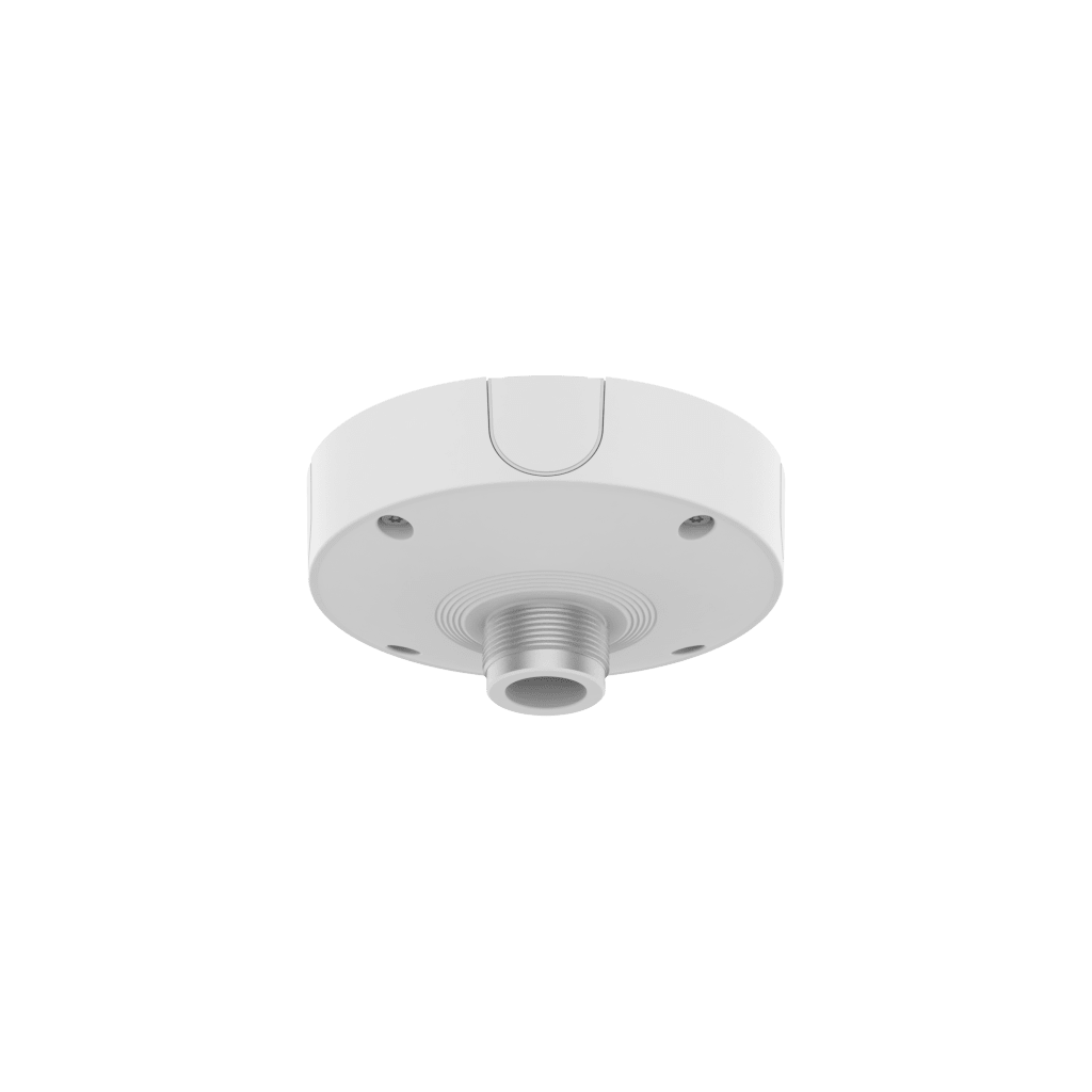 Base de Montaje para Techo SBP-180CMB / Aluminio / Color Blanco RAL9003 / Diámetro 180 mm / Peso 970 g / Tornillo TR30 / Orificio Conduit 19.1 mm / Compatible con Múltiples Modelos Hanwha