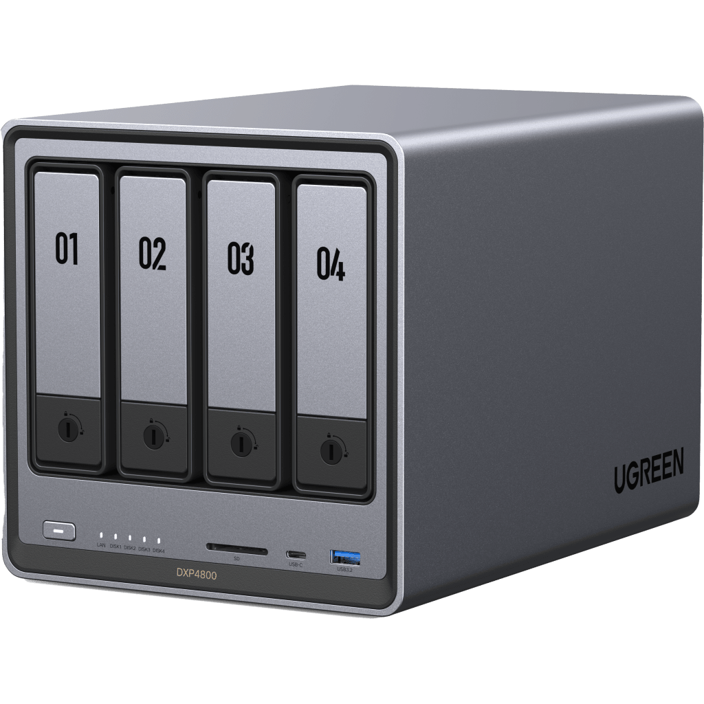 NAS UGREEN NASync DH4300PLUS  / 4 Bahías SATA / Procesador RK3588C 8 GB RAM / 2.5GbE Puerto / HDMI 4K / USB 3.2 Type-C / RAID 0/1/5/6/10 / Acceso Remoto UGREENlink