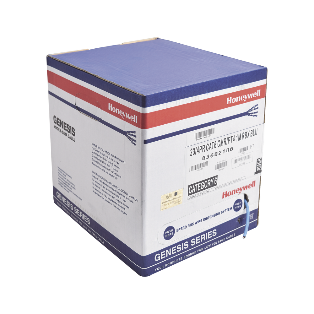 Bobina de Cable de 305 Metros (1000 Pies) / UTP Cat6 / Color Azul / UL, CMR, SPNLS / Probado a 350 Mhz / Para Aplicaciones de CCTV, Redes de Datos, IP Megapixel, Control RS485