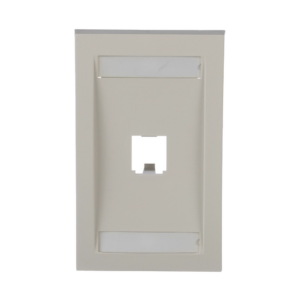 Placa de Pared Vertical Ejecutiva, Salida Para 1 Puerto Mini-Com, Con Espacios Para Etiquetas, Color Blanco Mate