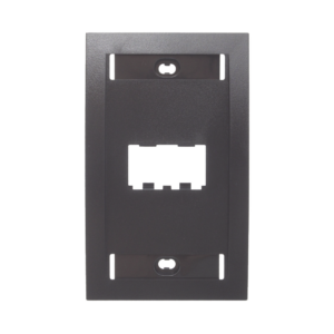 Placa de Pared Vertical Ejecutiva, Salida de 2 Puertos Mini-Com, Con Espacios Para Etiquetas, Color Negro