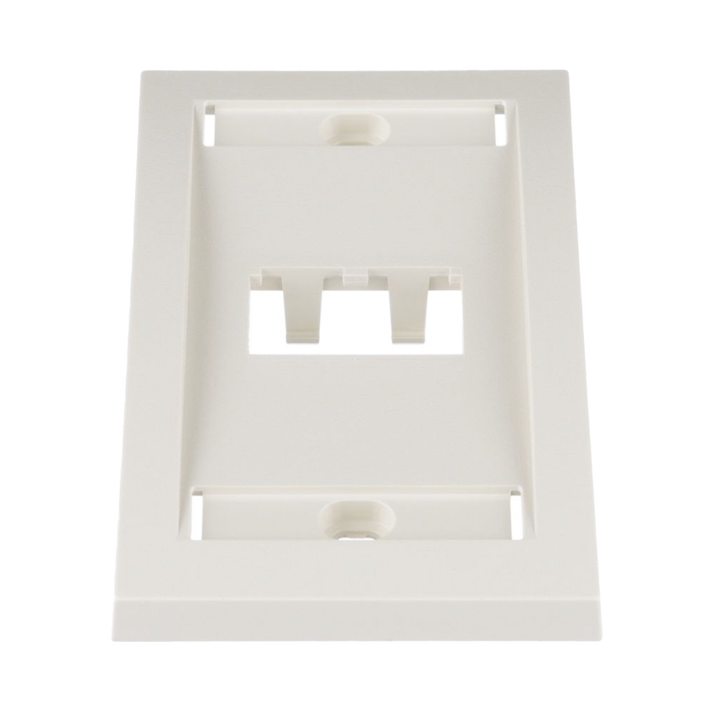 Placa de Pared Vertical Ejecutiva, Salida Para 2 Puertos Mini-Com, Con Espacios Para Etiquetas, Color Blanco Mate
