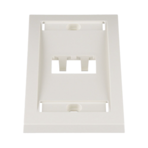 Placa de Pared Vertical Ejecutiva, Salida Para 2 Puertos Mini-Com, Con Espacios Para Etiquetas, Color Blanco Mate