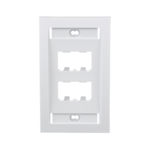 Placa de Pared Vertical Ejecutiva, Salida Para 4 Puertos Mini-Com, Con Espacios Para Etiquetas, Color Blanco