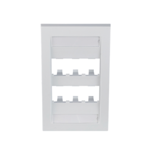 Placa de Pared Vertical Ejecutiva, Salida Para 6 Puertos Mini-Com, Con Espacios Para Etiquetas, Color Blanco