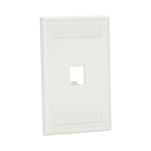 Placa de Pared Vertical Cl?sica, Salida Para 1 Puerto Mini-Com, Con Espacios Para Etiquetas, Color Blanco Mate